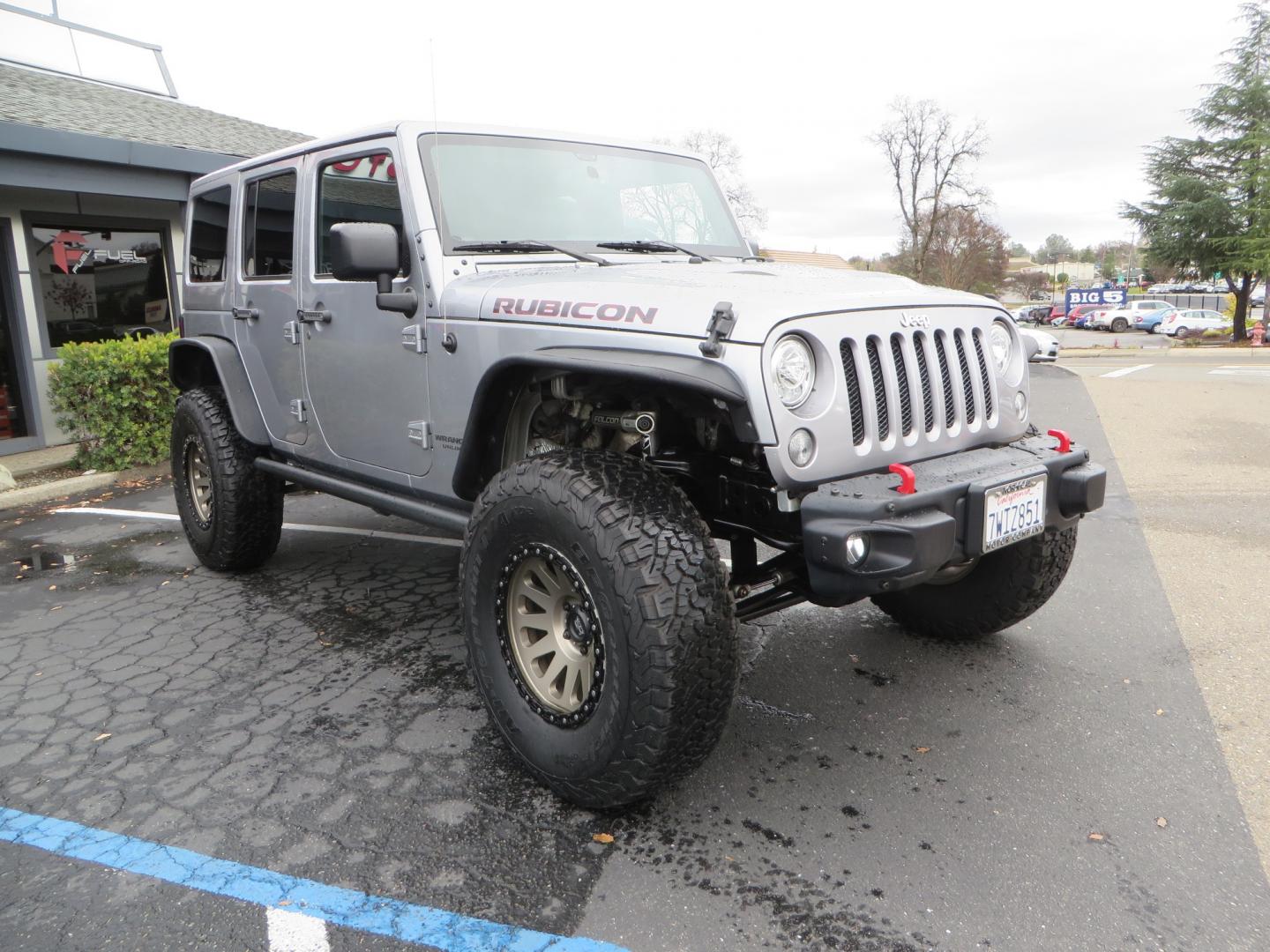 2017 SILVER /BLACK Jeep Wrangler Unlimited Rubicon 4WD (1C4BJWFG3HL) with an 3.6L V6 DOHC 24V FFV engine, automatic transmission, located at 2630 Grass Valley Highway, Auburn, CA, 95603, (530) 508-5100, 38.937893, -121.095482 - Rubicon sitting on a Teraflex suspension system, Falcon shocks, 37" BFG KO2 tires, 17" Hardrock wheels, RC Fender Flares, and AMP steps. - Photo#2